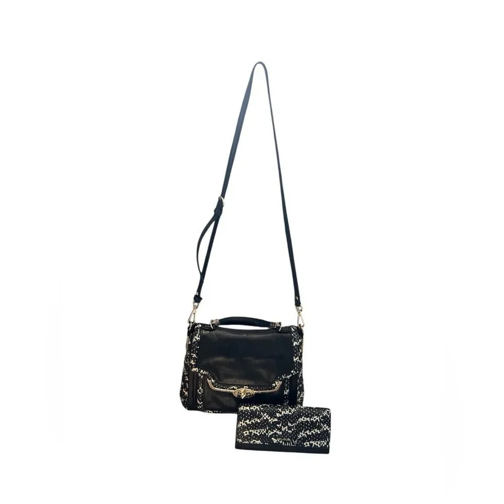 Coach Madison Sadie Flap Crossbody Satchel and Wallet in Two Tone Python 27849